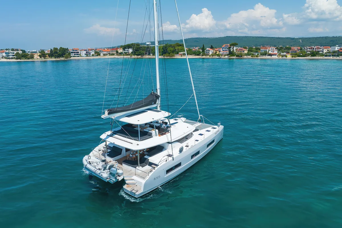 Exterior view of NOMAD, a Lagoon 55 catamaran at Split, Croatia