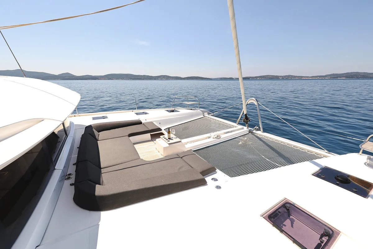 Deck of NOMAD, a Lagoon 55 catamaran at Split, Croatia