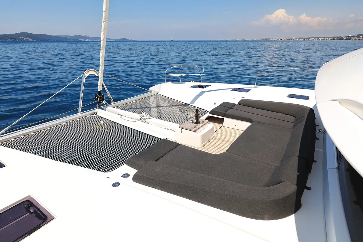 Deck of NOMAD, a Lagoon 55 catamaran at Split, Croatia