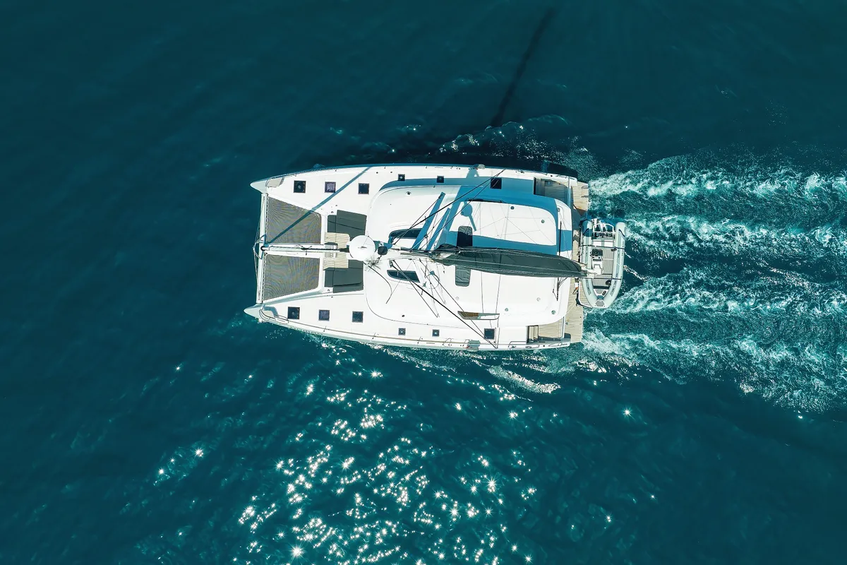 Exterior view of NOMAD, a Lagoon 55 catamaran at Split, Croatia