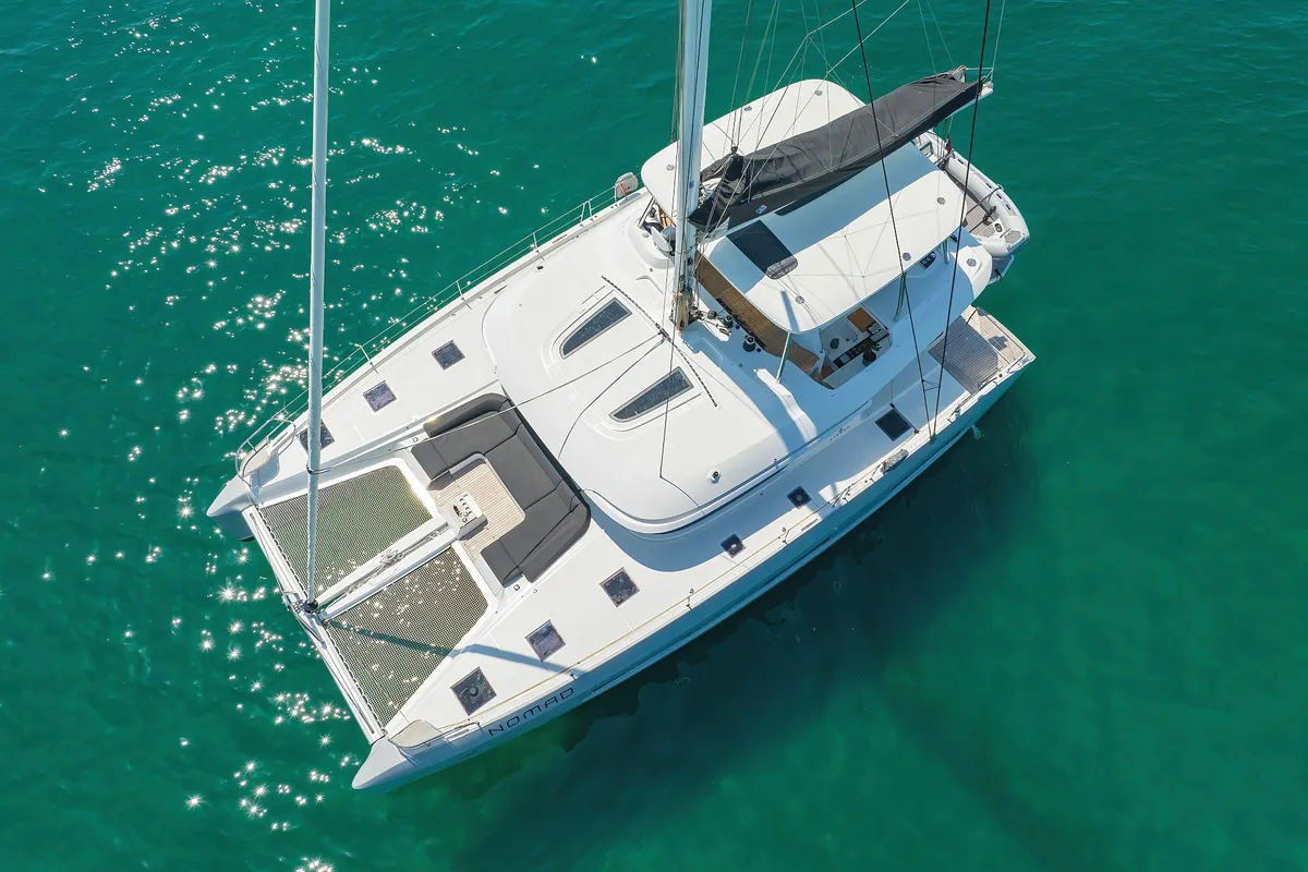 Exterior view of NOMAD, a Lagoon 55 catamaran at Split, Croatia