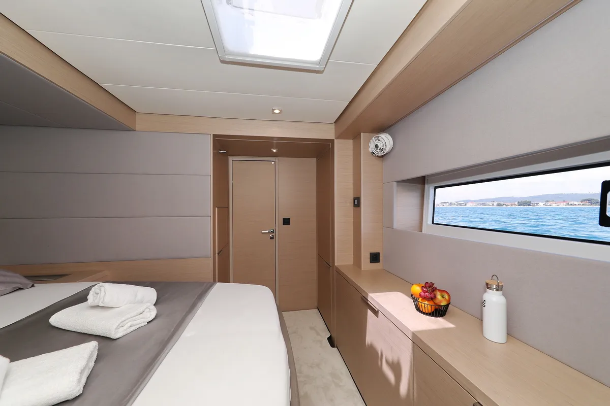 Exterior view of NOMAD, a Lagoon 55 catamaran at Split, Croatia