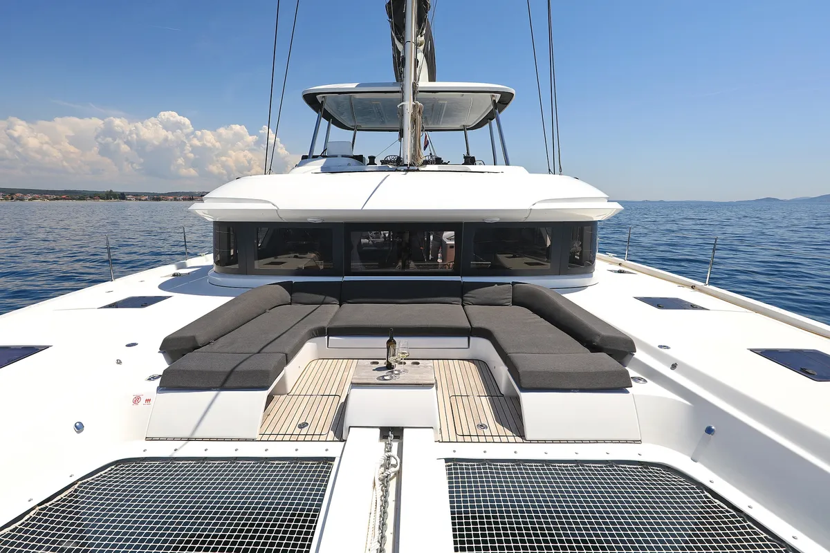Deck of NOMAD, a Lagoon 55 catamaran at Split, Croatia