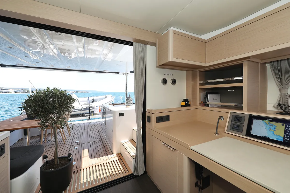 Salon of NOMAD, a Lagoon 55 catamaran at Split, Croatia