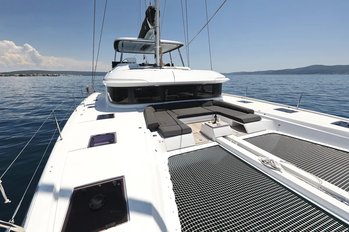 Deck of NOMAD, a Lagoon 55 catamaran at Split, Croatia