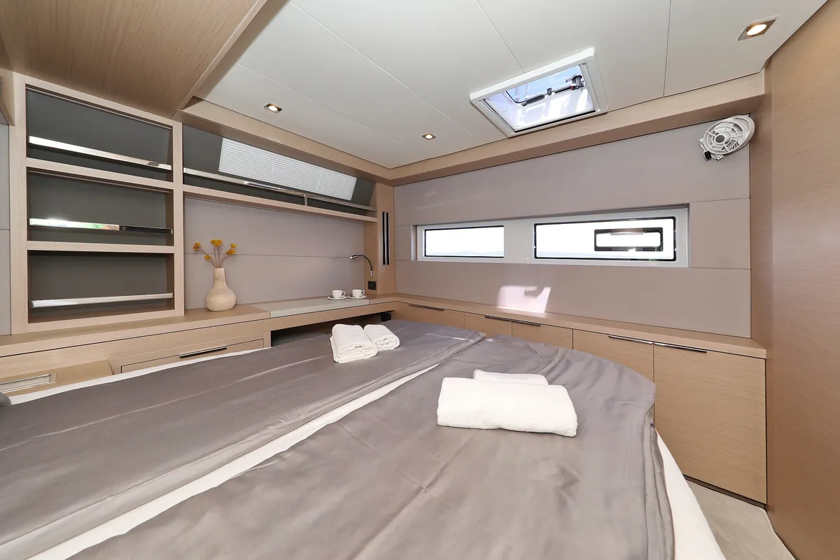 Deck of NOMAD, a Lagoon 55 catamaran at Split, Croatia