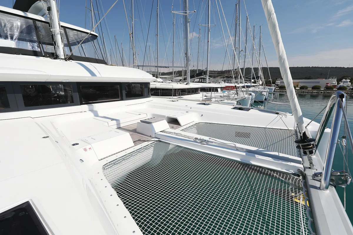 Deck of NOMAD, a Lagoon 55 catamaran at Split, Croatia
