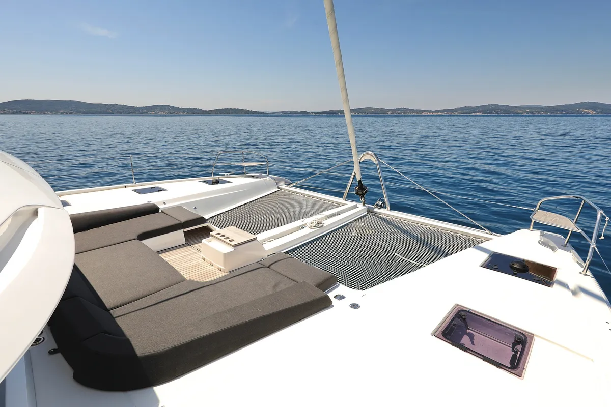 Deck of NOMAD, a Lagoon 55 catamaran at Split, Croatia