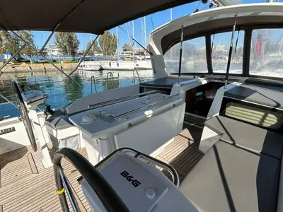 Deck of Blue Satellite, a Beneteau Oceanis 46.1 sailboat at Athens, Greece