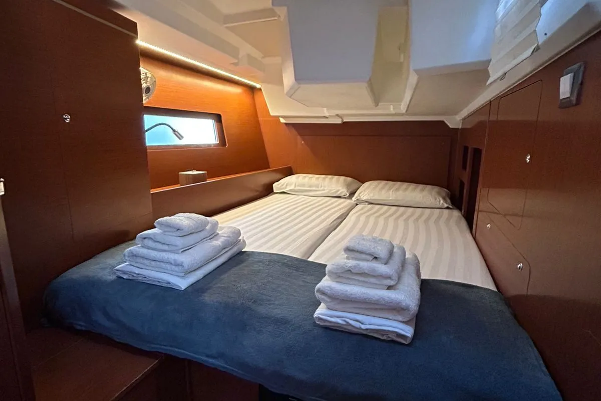 Cabin on Blue Satellite, a Beneteau Oceanis 46.1 sailboat at Athens, Greece