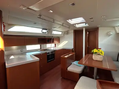 Galley of Blue Satellite, a Beneteau Oceanis 46.1 sailboat at Athens, Greece