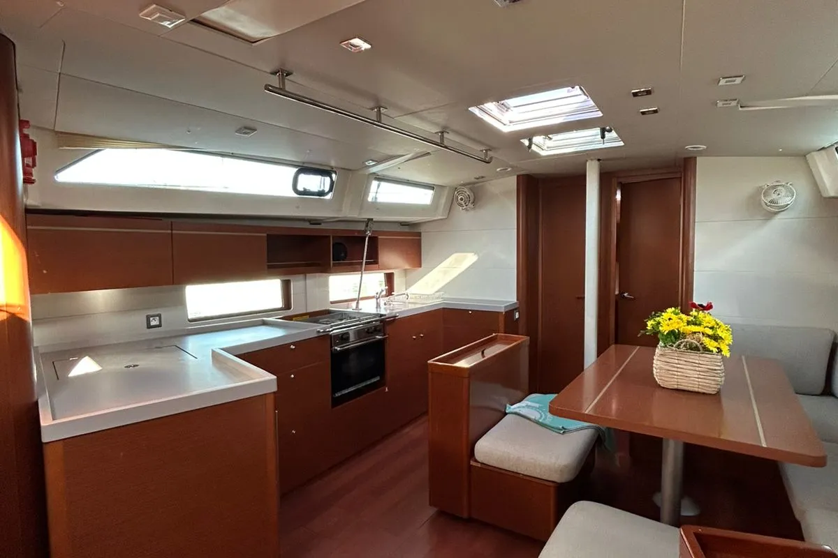 Galley of Blue Satellite, a Beneteau Oceanis 46.1 sailboat at Athens, Greece