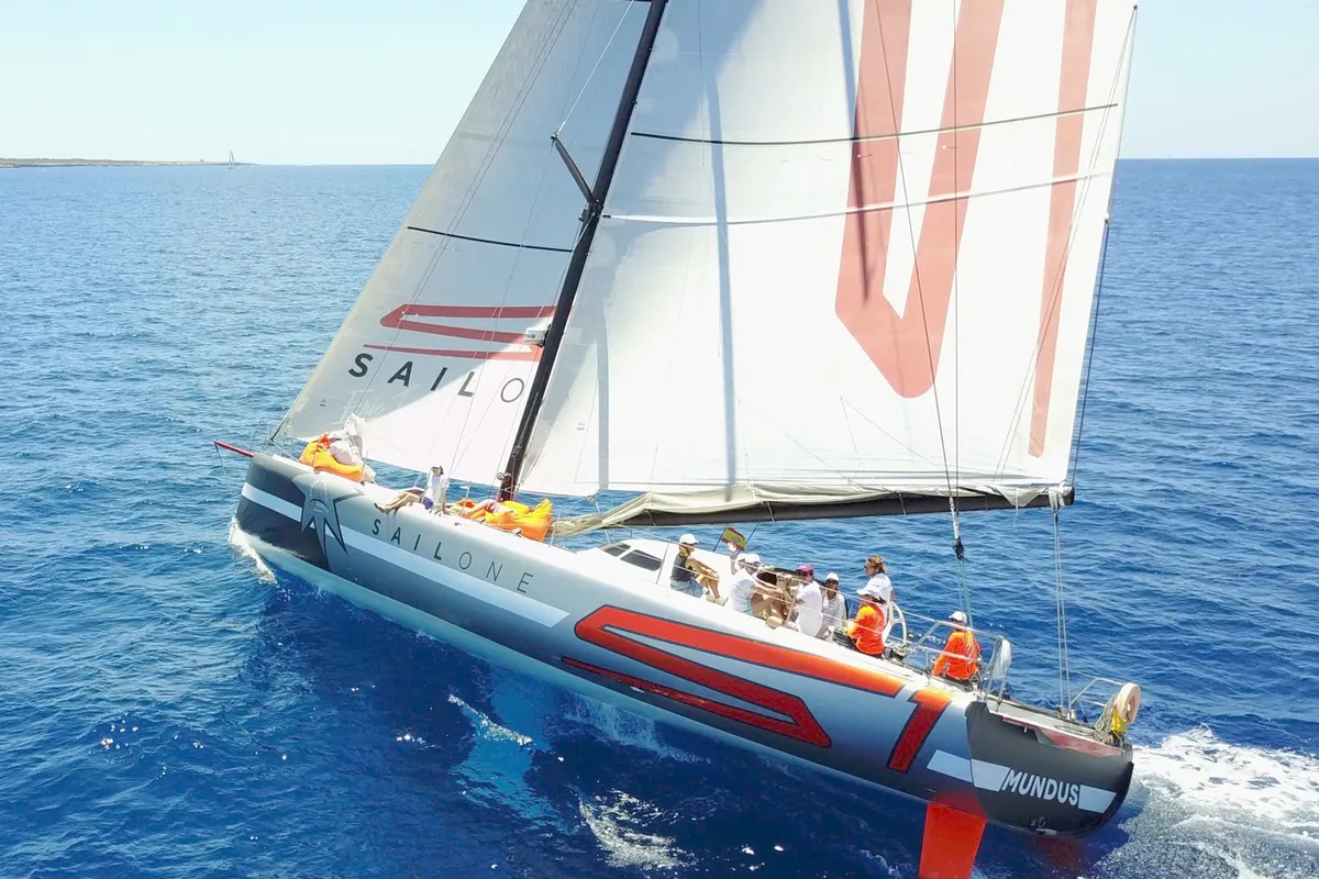 Mundus, a IMOCA 60 sailboat at Barcelona, Spain