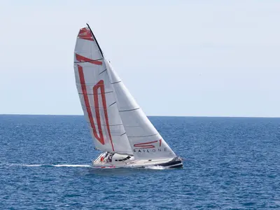 Mundus, a IMOCA 60 sailboat at Barcelona, Spain