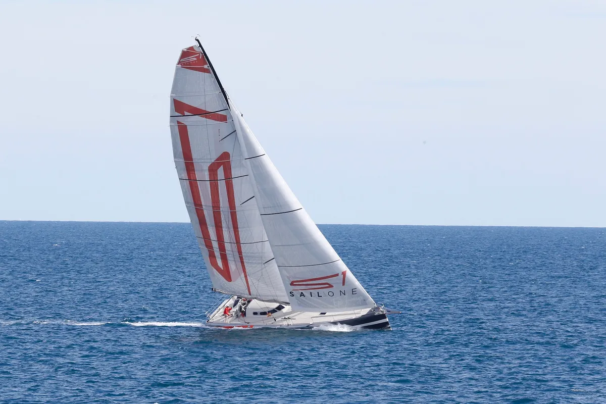 Mundus, a IMOCA 60 sailboat at Barcelona, Spain