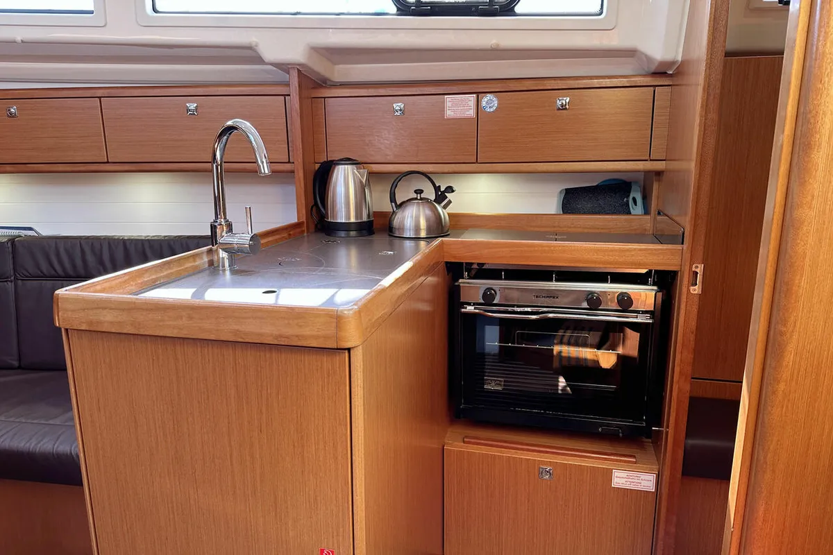 Galley of Claysea, a Bavaria Cruiser 33 sailboat at Heiligenhafen, Germany