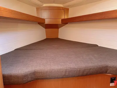 Cabin on Claysea, a Bavaria Cruiser 33 sailboat at Heiligenhafen, Germany