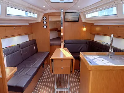 Salon of Claysea, a Bavaria Cruiser 33 sailboat at Heiligenhafen, Germany