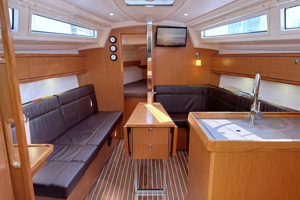 Salon of Claysea, a Bavaria Cruiser 33 sailboat at Heiligenhafen, Germany