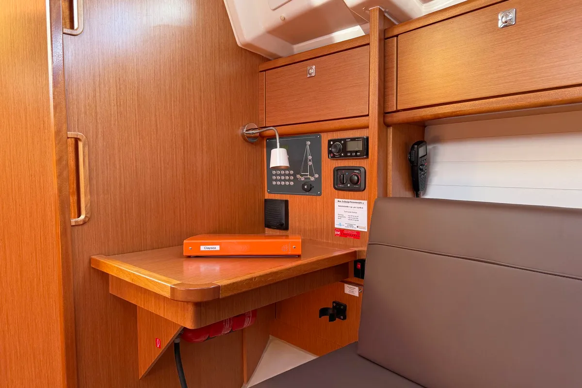 Salon of Claysea, a Bavaria Cruiser 33 sailboat at Heiligenhafen, Germany