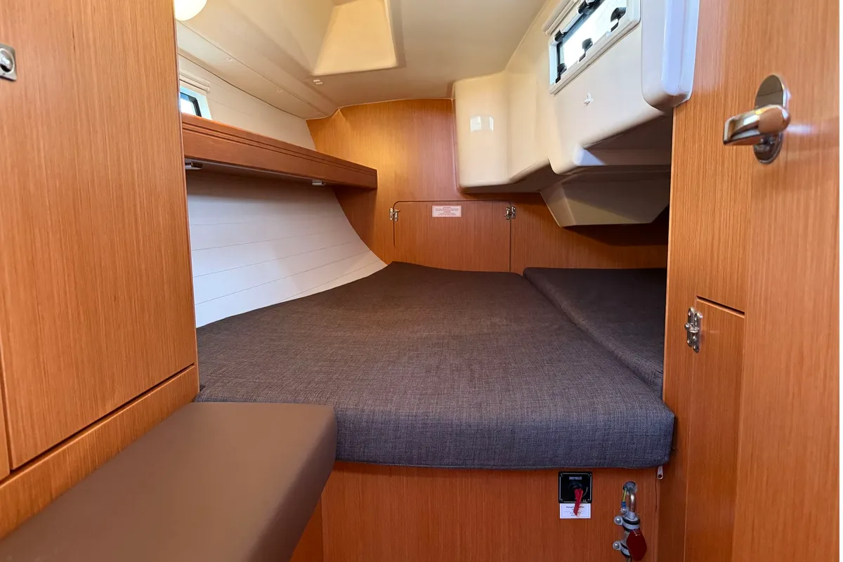 Cabin on Claysea, a Bavaria Cruiser 33 sailboat at Heiligenhafen, Germany