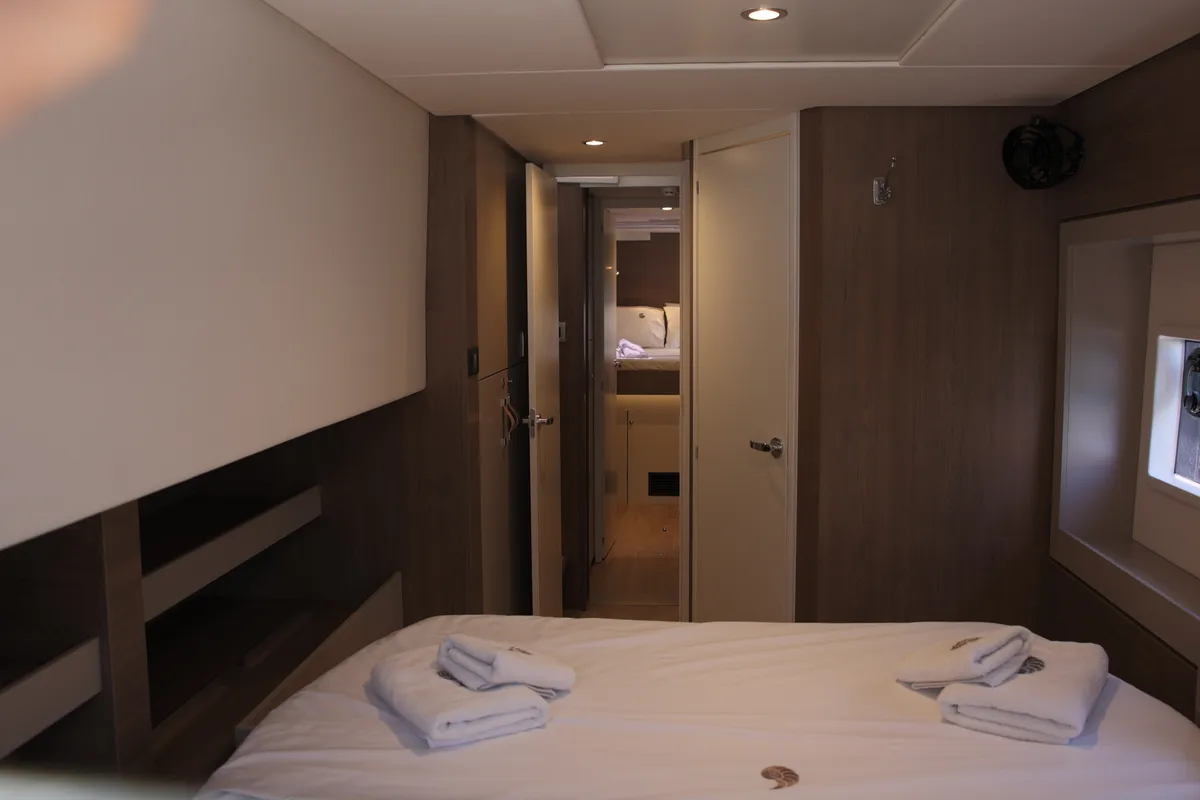 Cabin on ALINA II, a Bali 4.6 catamaran at Preveza, Greece