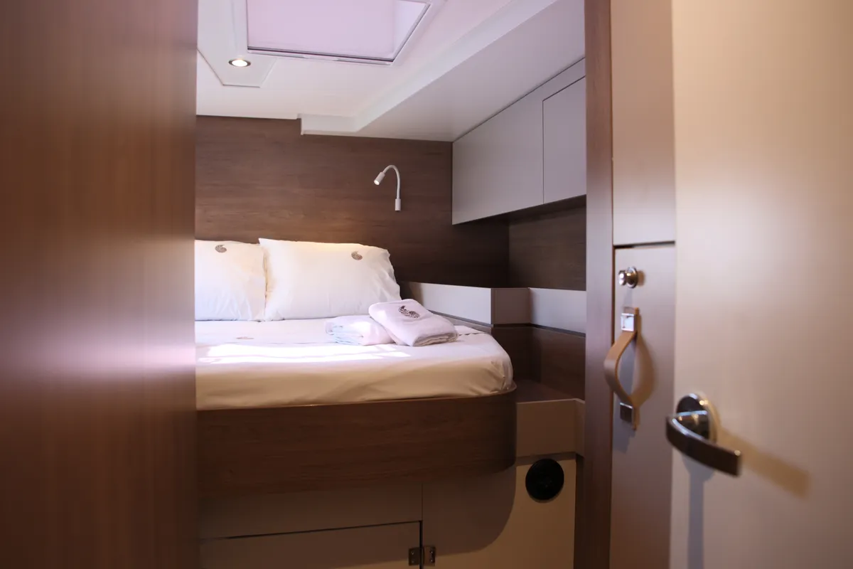 Cabin on ALINA II, a Bali 4.6 catamaran at Preveza, Greece