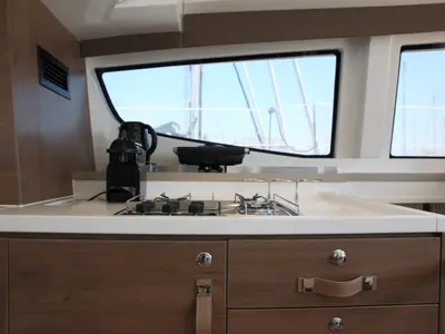 Galley of ALINA II, a Bali 4.6 catamaran at Preveza, Greece