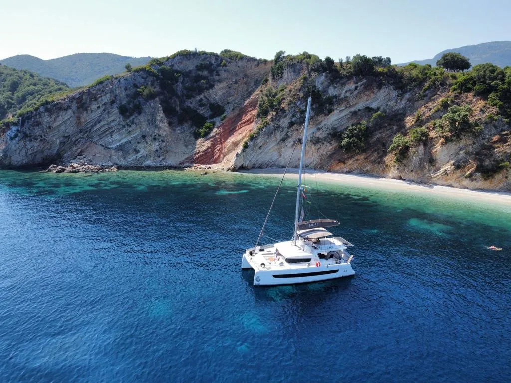 Exterior view of ALINA II, a Bali 4.6 catamaran at Preveza, Greece