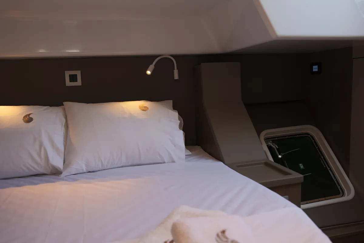 Cabin on ALINA II, a Bali 4.6 catamaran at Preveza, Greece