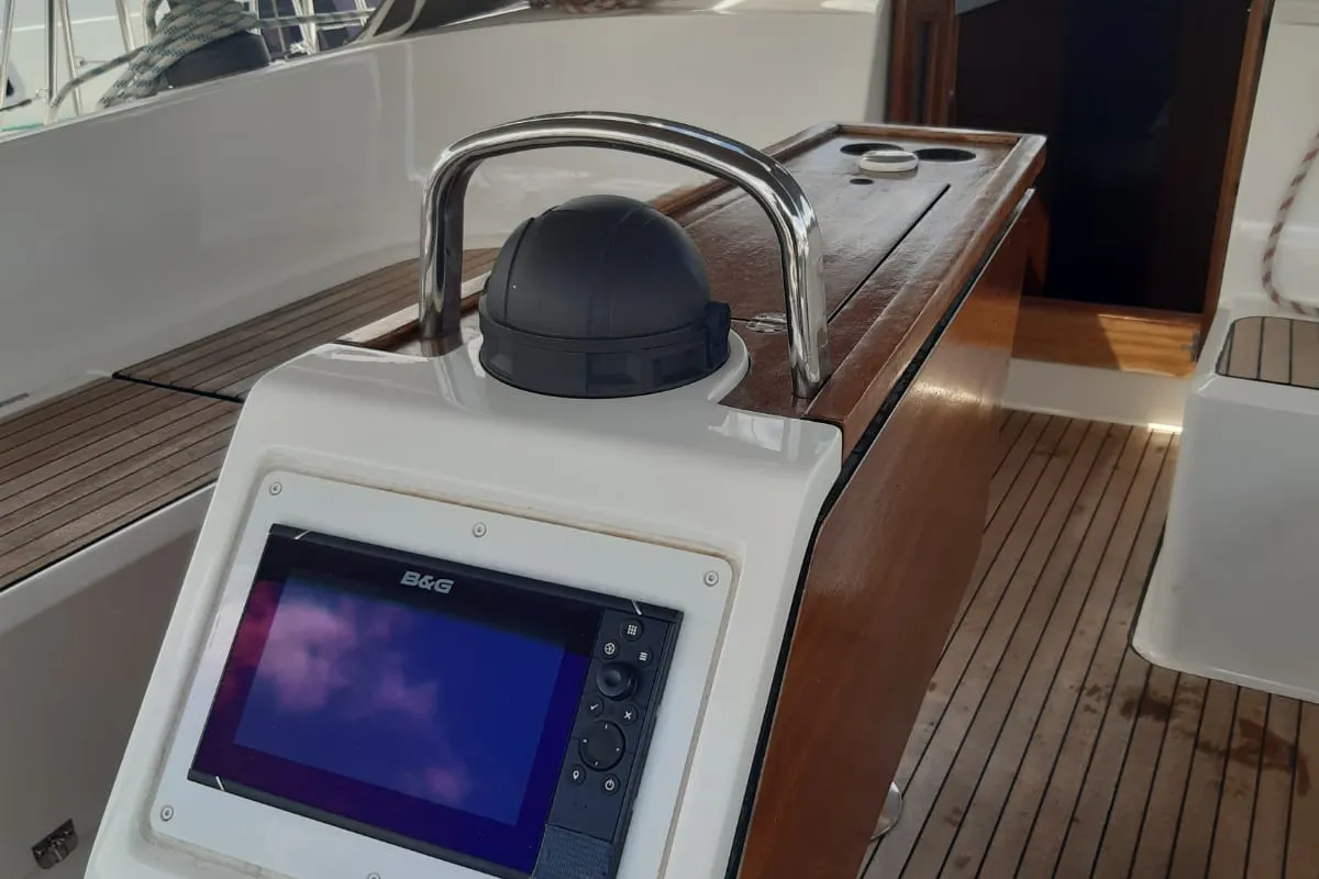 Cockpit of PENELOPE, a Bavaria Cruiser 46 sailboat at Sukošan, Croatia