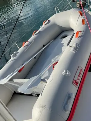 Deck of Amelva, a Bavaria Cruiser 46 sailboat at São Pedro, Portugal