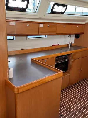 Galley of Amelva, a Bavaria Cruiser 46 sailboat at São Pedro, Portugal