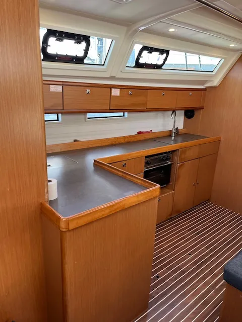 Galley of Amelva, a Bavaria Cruiser 46 sailboat at São Pedro, Portugal