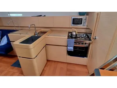 Galley of Geisha, a Beneteau First 50 sailboat at Reggio Calabria, Italy
