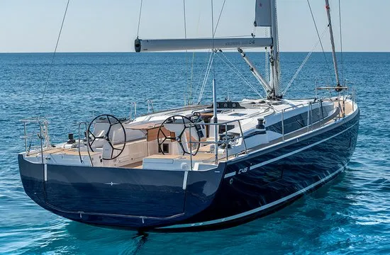 Exterior view of Azzurra, a Bavaria C46 sailboat at Pirovac, Croatia