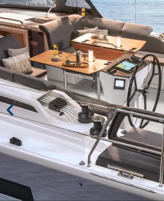 Cockpit of Azzurra, a Bavaria C46 sailboat at Pirovac, Croatia