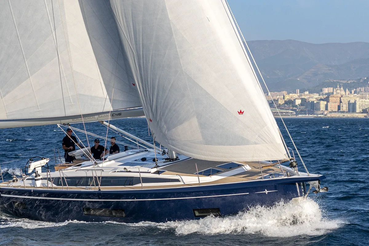 Exterior view of Azzurra, a Bavaria C46 sailboat at Pirovac, Croatia
