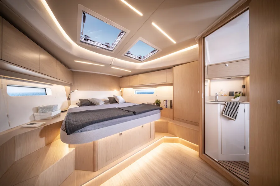 Cabin on Azzurra, a Bavaria C46 sailboat at Pirovac, Croatia
