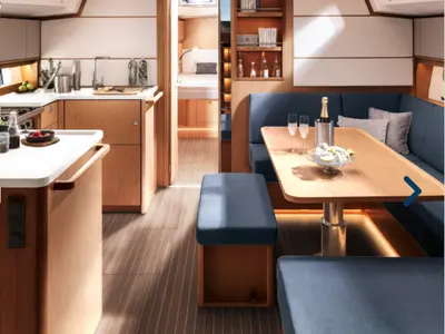 Salon of Azzurra, a Bavaria C46 sailboat at Pirovac, Croatia