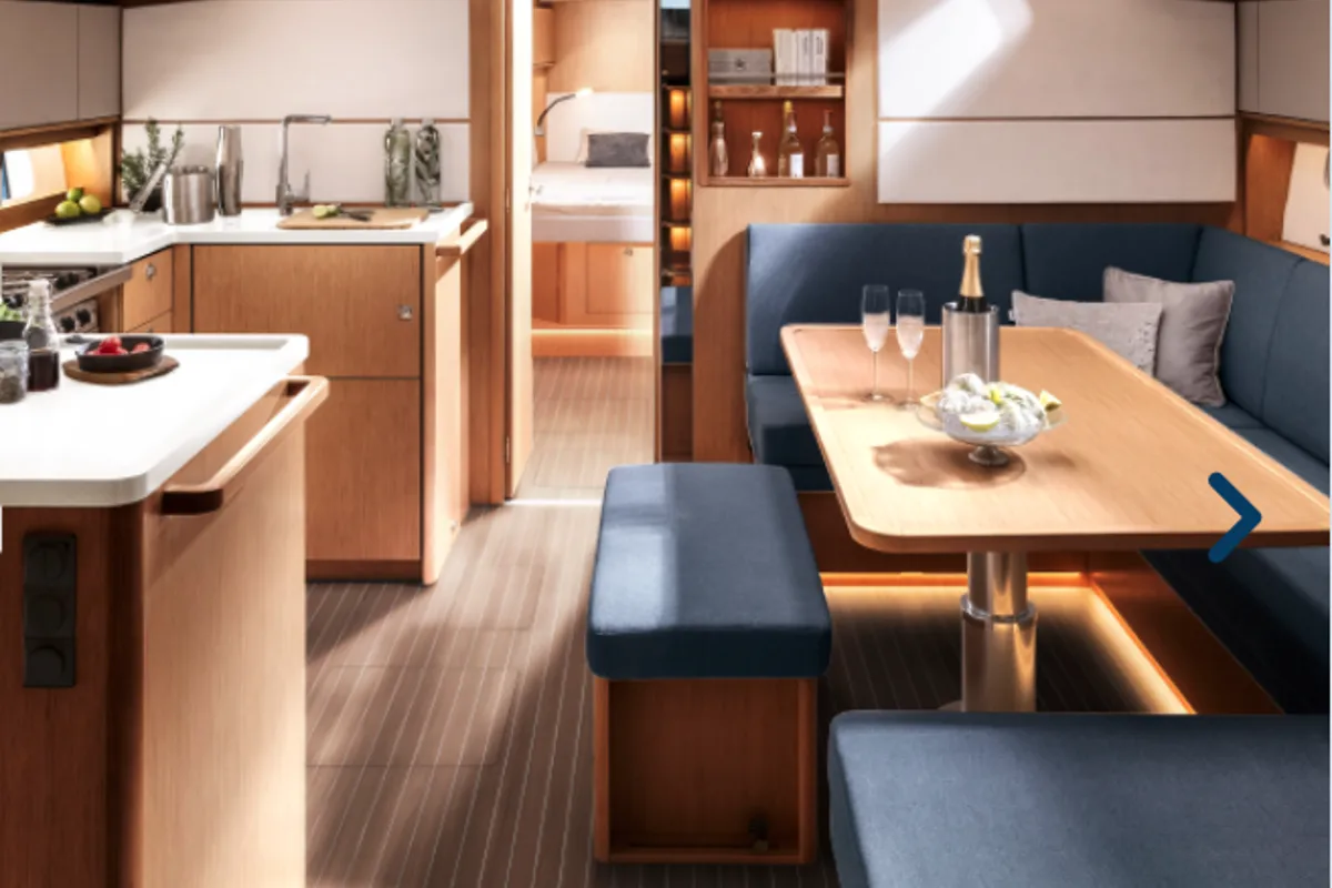 Salon of Azzurra, a Bavaria C46 sailboat at Pirovac, Croatia