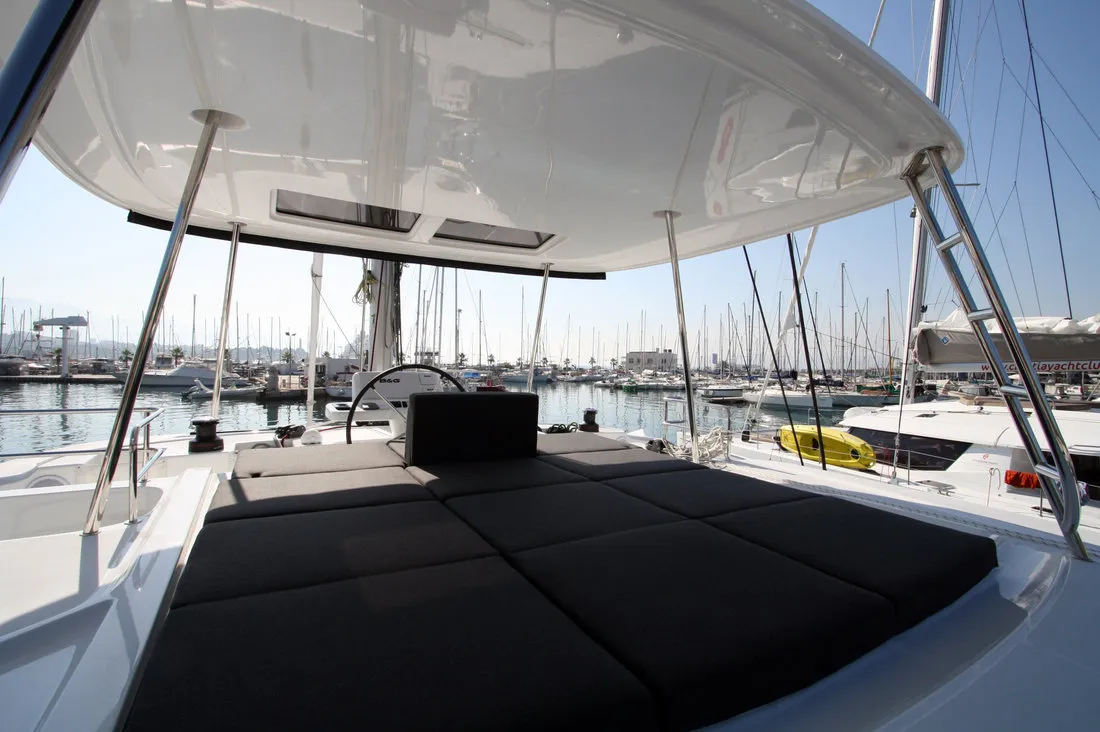 Deck of Princess Claire, a Lagoon 50 catamaran at Grad Kaštela, Croatia