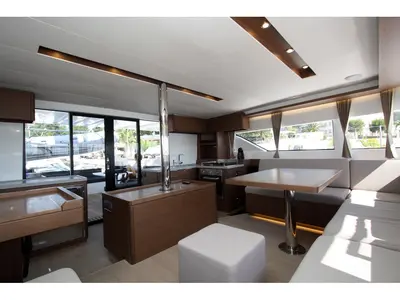Salon of Princess Claire, a Lagoon 50 catamaran at Grad Kaštela, Croatia