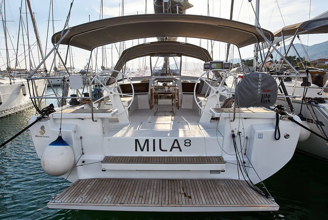 Deck of Mila 8, a Beneteau Oceanis 46.1 sailboat at Grad Kaštela, Croatia