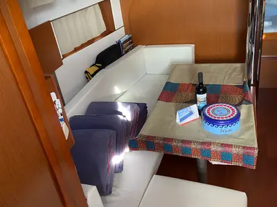 Salon of Caroline, a Beneteau Oceanis 38 sailboat at Procida, Italy
