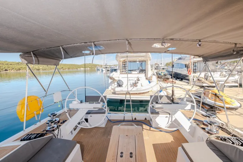 Cockpit of Morea, a Grand Soleil 52 LC sailboat at Grad Šibenik, Croatia