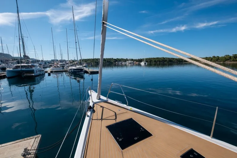 Deck of Morea, a Grand Soleil 52 LC sailboat at Grad Šibenik, Croatia