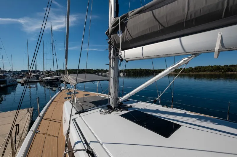 Deck of Morea, a Grand Soleil 52 LC sailboat at Grad Šibenik, Croatia