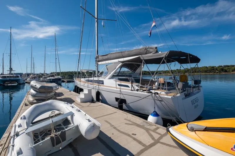 Exterior view of Morea, a Grand Soleil 52 LC sailboat at Grad Šibenik, Croatia