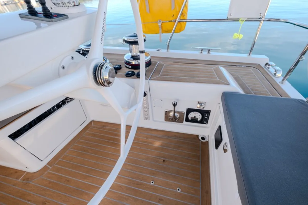 Cockpit of Morea, a Grand Soleil 52 LC sailboat at Grad Šibenik, Croatia